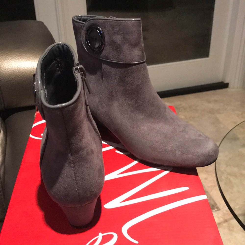 IMPO Grey Suede Wedge Bootie